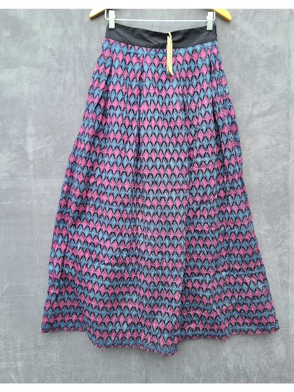 Anthropologie X Let Me Be Textured Maxi Skirt Sz S Blue Purple Lined Dressy NWT - Picture 2 of 11